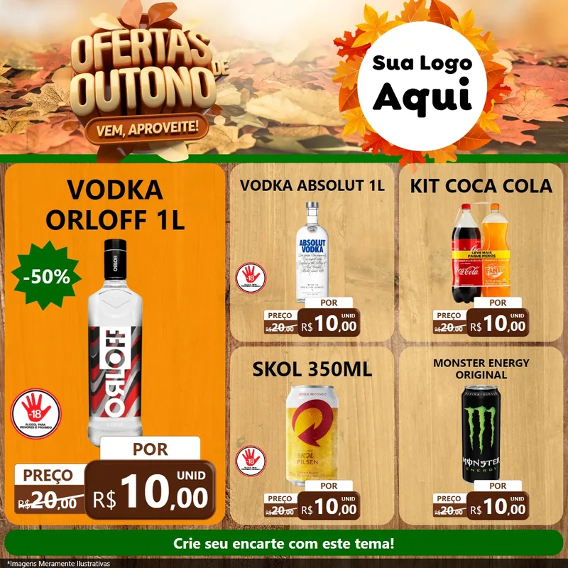 Modelo de Rede Social para Feed Facebook com o tema Ofertas de Outono - Vem, Aproveite! para Distribuidora de bebidas