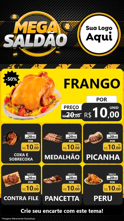 Modelo de Rede Social para Stories com o tema Mega Saldão para Assados