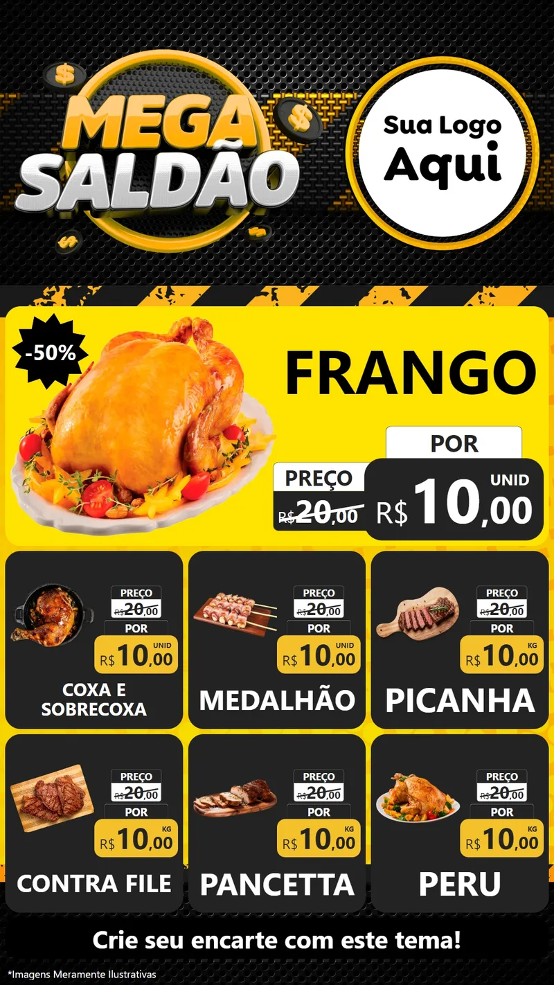 Modelo de Rede Social para Stories com o tema Mega Saldão para Assados