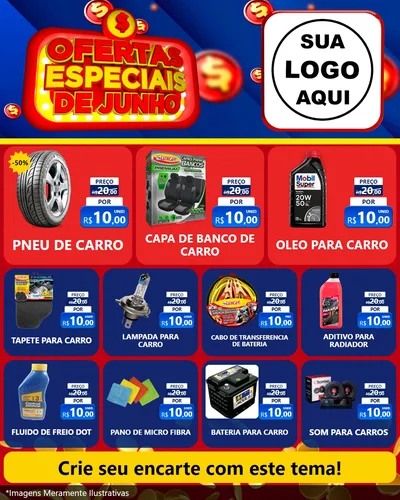 Modelo de Rede Social para Feed Instagram com o tema Ofertas Especiais de Junho para Auto peças