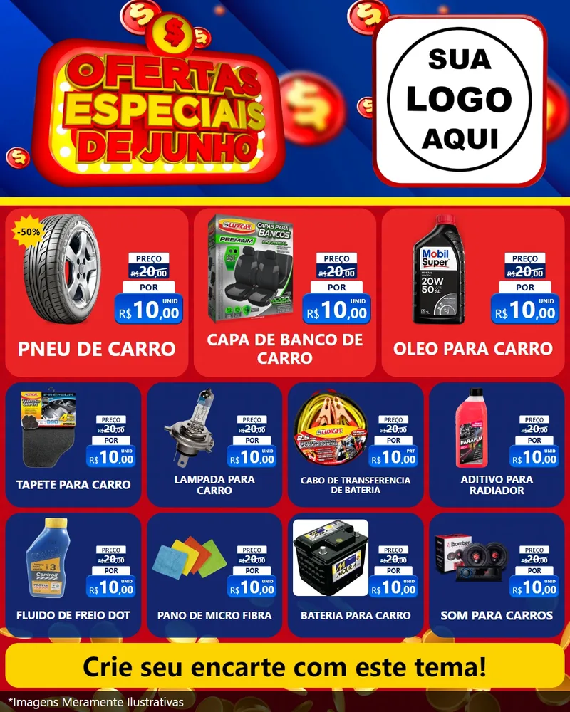 Modelo de Rede Social para Feed Instagram com o tema Ofertas Especiais de Junho para Auto peças