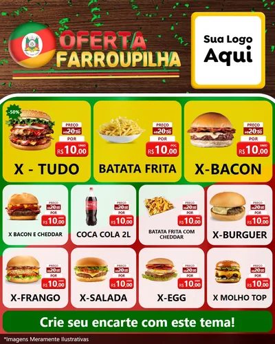 Modelo de Rede Social para Feed Instagram com o tema Oferta Farroupilha para Hamburgueria