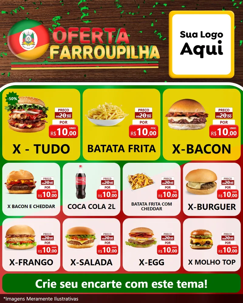 Modelo de Rede Social para Feed Instagram com o tema Oferta Farroupilha para Hamburgueria