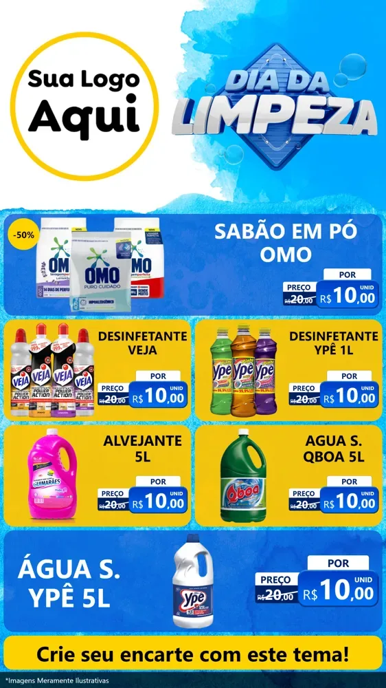 Modelo de TV para TV Vertical com o tema Dia da Limpeza para Produtos de Limpeza