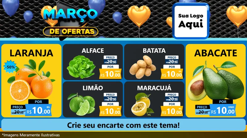 Modelo de TV para TV Horizontal com o tema Março de Ofertas para Hortifrúti