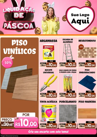 Modelo de Encarte para Encarte A4 Vertical com o tema Liquidação de Páscoa para Material para Construção