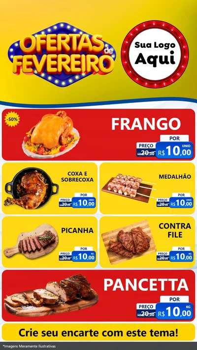 Modelo de TV para TV Vertical com o tema Ofertas de Fevereiro para Assados