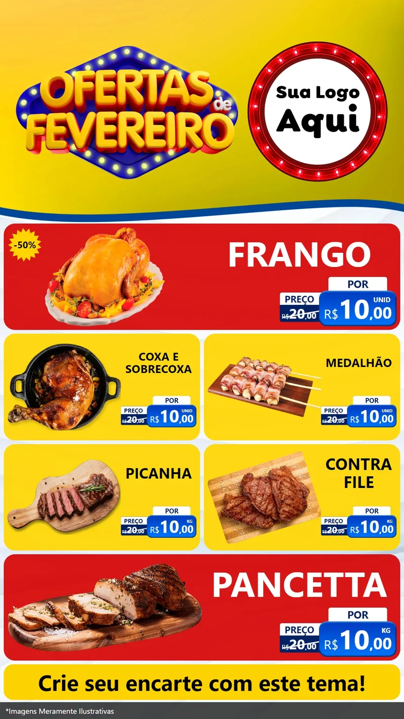 Modelo de TV para TV Vertical com o tema Ofertas de Fevereiro para Assados