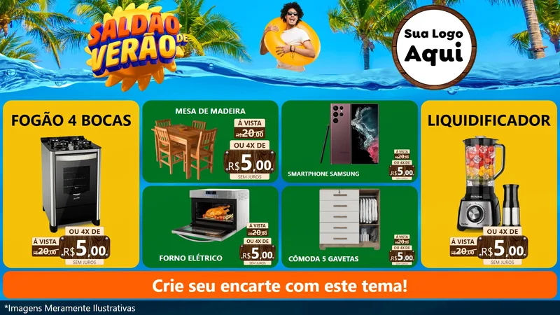 Modelo de TV para TV Horizontal com o tema Saldão de Verão para Móveis e Eletro