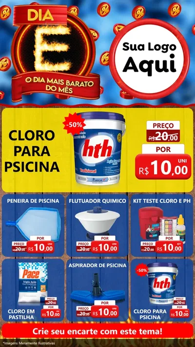 Modelo de Rede Social para Stories com o tema Dia E - O Dia Mais Barato Do Mês para Produtos para Piscina