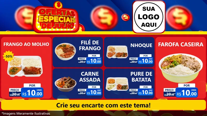 Modelo de TV para TV Horizontal com o tema Ofertas Especiais de Julho para Restaurante