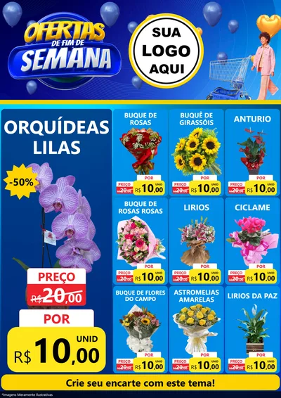Modelo de Encarte para Encarte A4 Vertical com o tema Ofertas de Fim de Semana para Floricultura e jardim