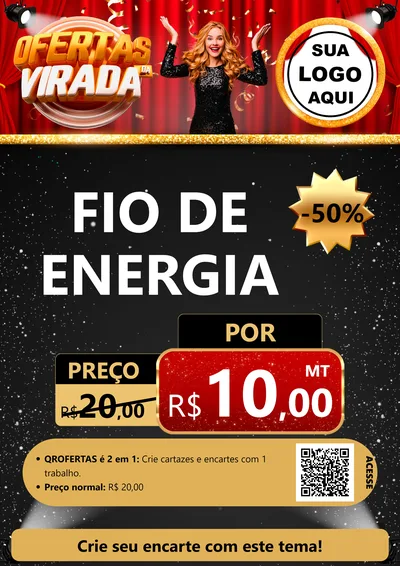 Modelo de Cartaz para Cartaz A4 Vertical com o tema Ofertas da Virada para Materiais Elétricos