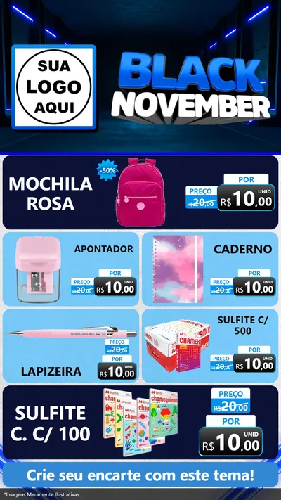 Modelo de TV para TV Vertical com o tema Black November para Papelaria