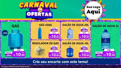 Modelo de TV para TV Horizontal com o tema Carnaval de Ofertas para Água e gás