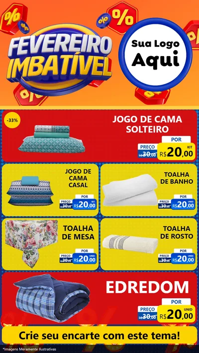 Modelo de TV para TV Vertical com o tema Fevereiro Imbatível para Cama, Mesa e Banho