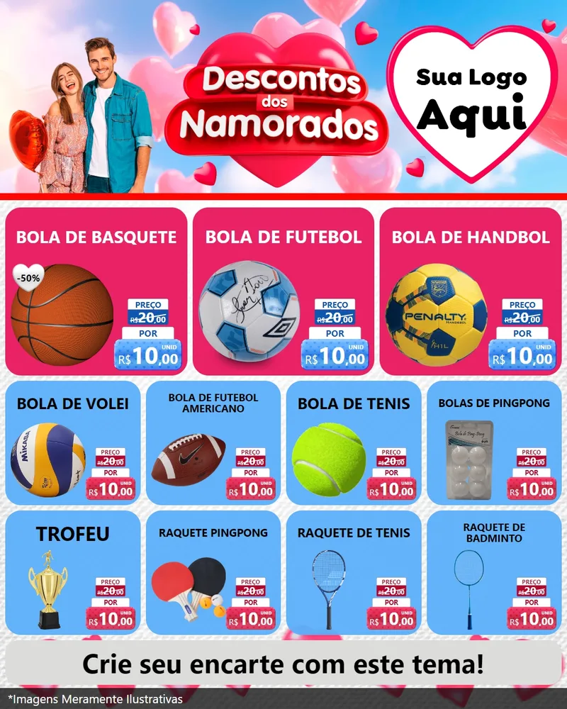 Modelo de Rede Social para Feed Instagram com o tema Descontos dos Namorados para Artigos Esportivos