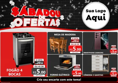 Modelo de Encarte para Encarte A4 Horizontal com o tema Sabadou de Ofertas para Móveis e Eletro