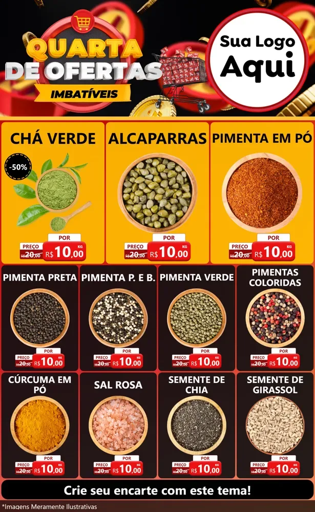 Modelo de Encarte para Encarte Grande com o tema Quarta de Ofertas Imbatíveis para Produtos Naturais