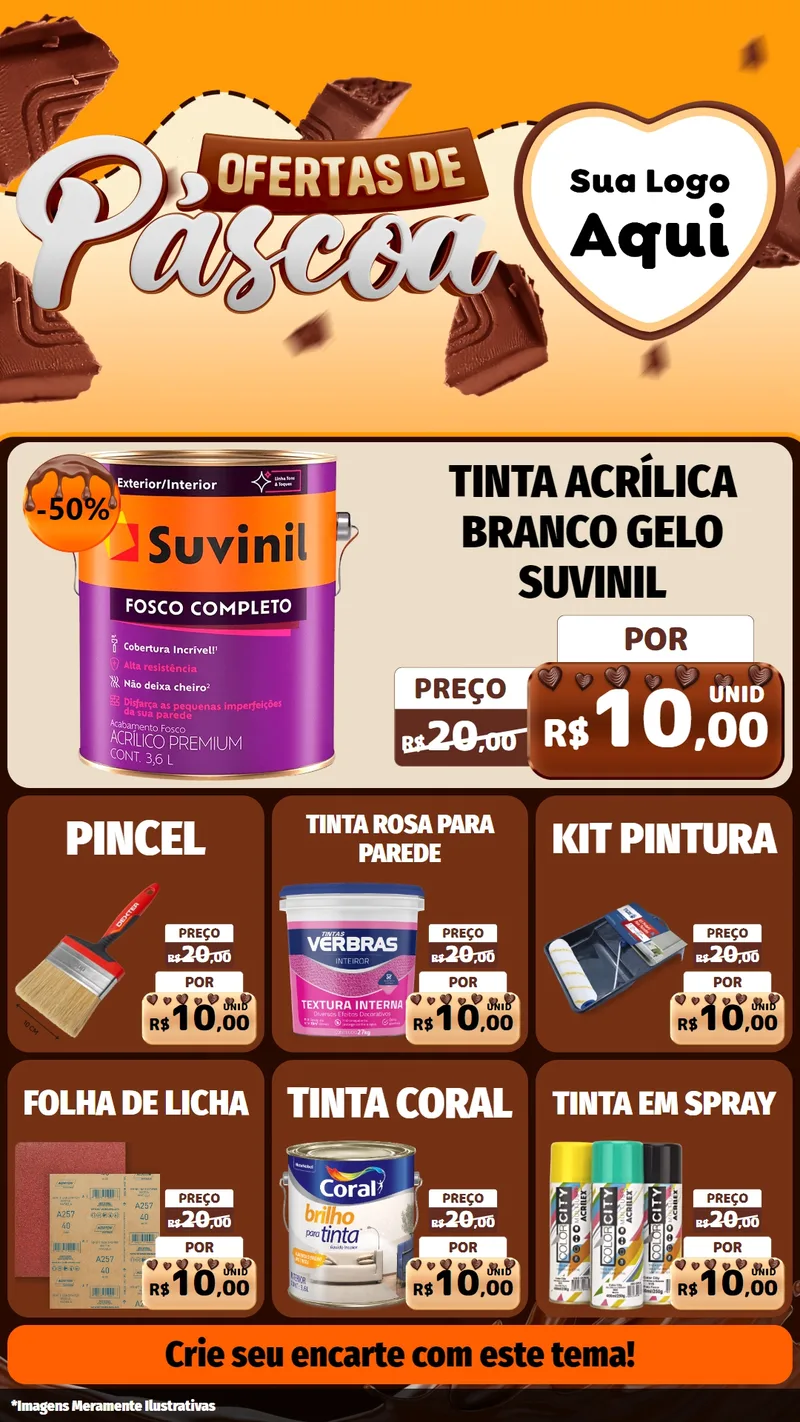 Modelo de Rede Social para Stories com o tema Ofertas de Páscoa para Tintas e Ferramentas