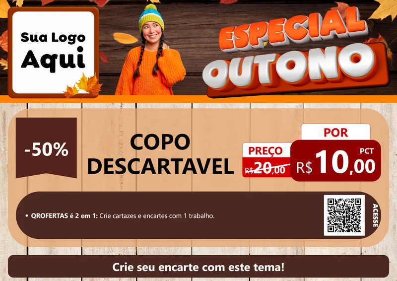 Modelo de Cartaz para Cartaz A4 Horizontal com o tema Especial Outono para Embalagens