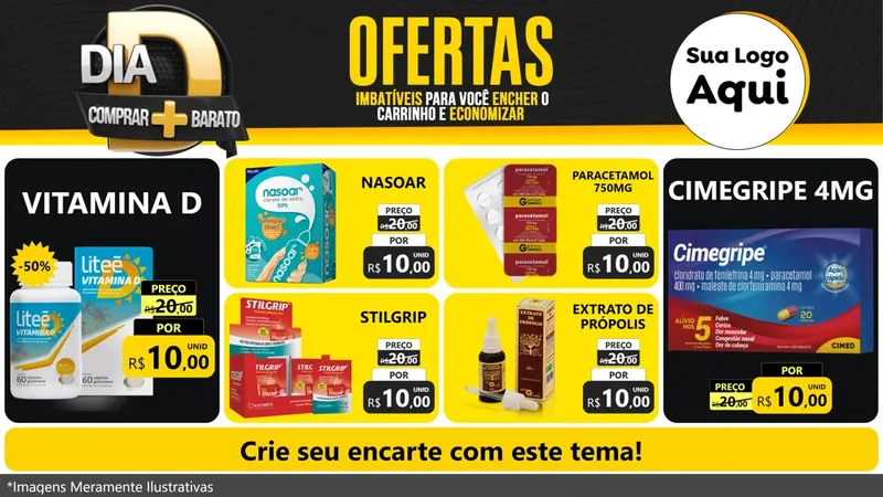 Modelo de TV para TV Horizontal com o tema Dia D Mais Economia para Farmácia
