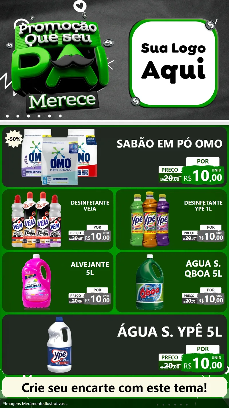Modelo de TV para TV Vertical com o tema Promoção Que seu Pai Merece para Produtos de Limpeza