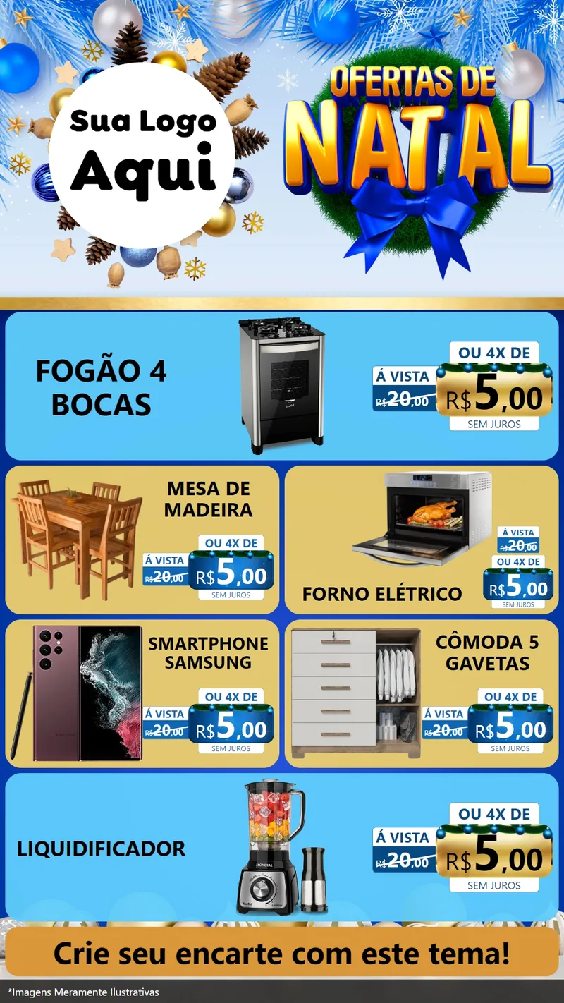 Modelo de TV para TV Vertical com o tema Ofertas de Natal para Móveis e Eletro