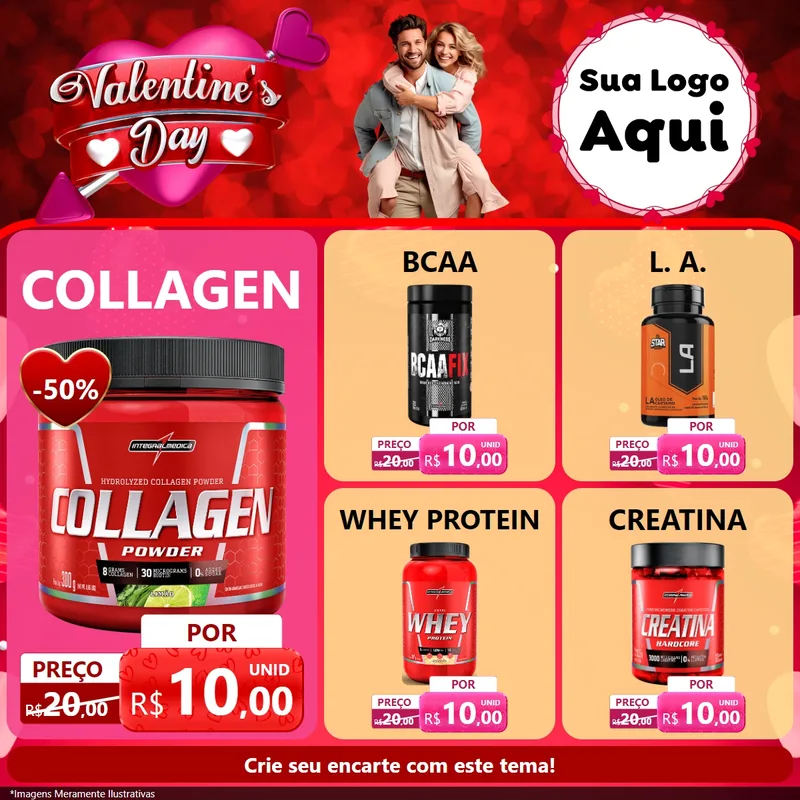 Modelo de Rede Social para Feed Facebook com o tema Valentine's Day para Suplementos alimentares