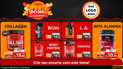 Modelo de TV para TV Horizontal com o tema Oferta do Dia - Só hoje, Aproveite! para Suplementos alimentares