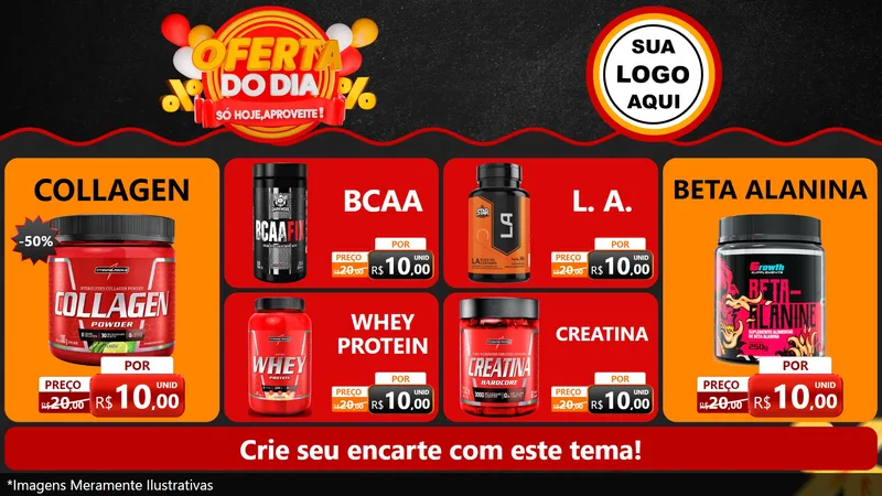 Modelo de TV para TV Horizontal com o tema Oferta do Dia - Só hoje, Aproveite! para Suplementos alimentares