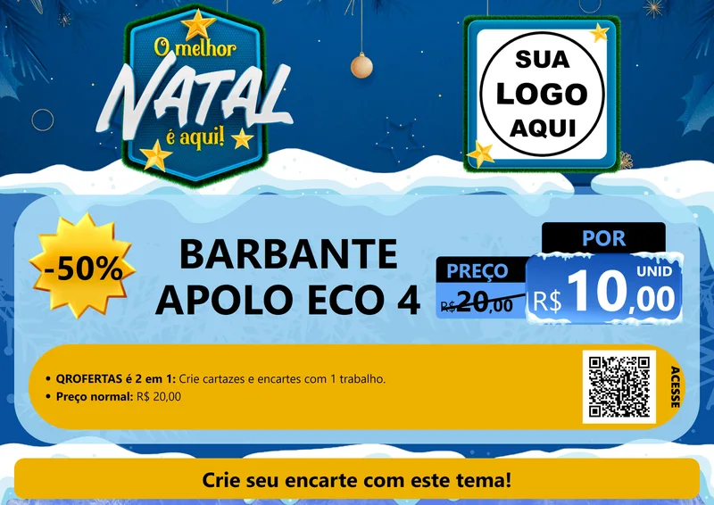 Modelo de Cartaz para Cartaz A4 Horizontal com o tema O Melhor Natal É Aqui! para Armarinho e Aviamentos