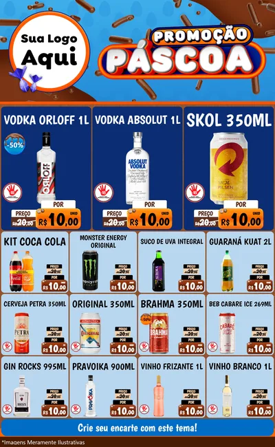 Modelo de Encarte para Encarte Grande com o tema Promoção Páscoa para Distribuidora de bebidas