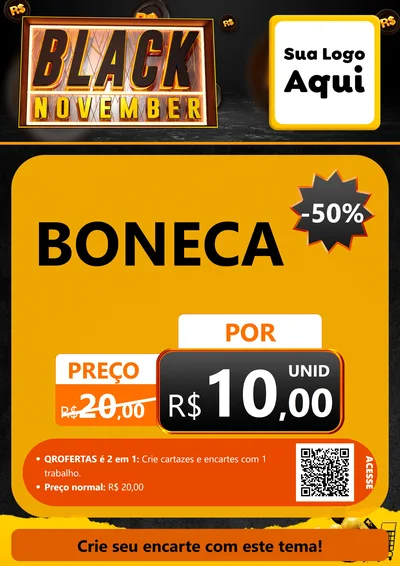 Modelo de Cartaz para Cartaz A4 Vertical com o tema Black November para Brinquedos