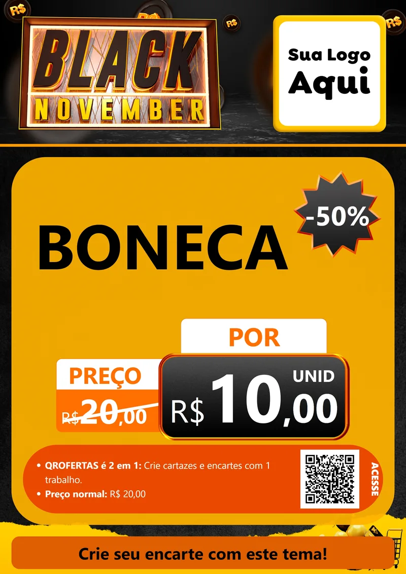Modelo de Cartaz para Cartaz A4 Vertical com o tema Black November para Brinquedos
