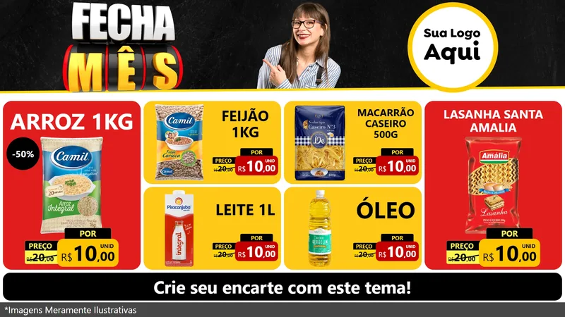 Modelo de TV para TV Horizontal com o tema Fecha Mês para Supermercado