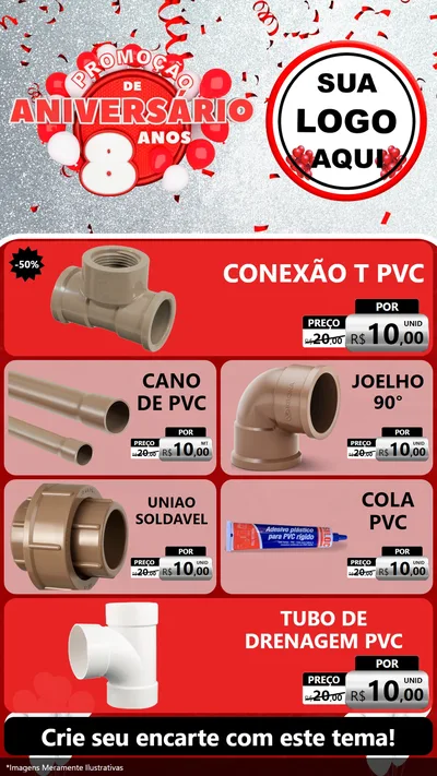 Modelo de TV para TV Vertical com o tema Promoção de Aniversário - 8 Anos para Tubos e conexões