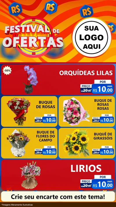 Modelo de TV para TV Vertical com o tema Festival de Ofertas para Floricultura e jardim