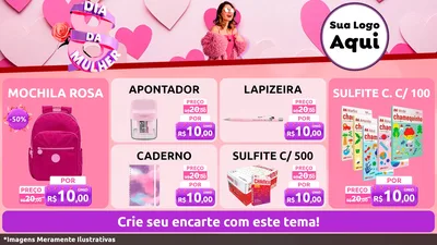 Modelo de TV para TV Horizontal com o tema Dia da Mulher para Papelaria