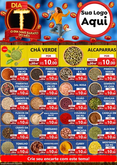 Modelo de Encarte para Encarte A4 Vertical com o tema Dia T - O Dia Mais Barato Do Mês para Produtos Naturais