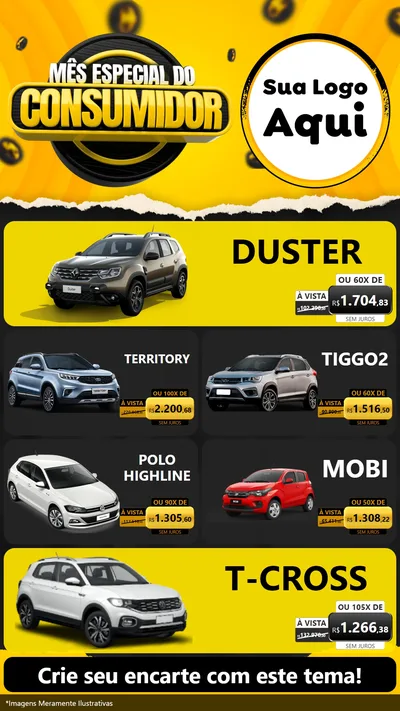 Modelo de TV para TV Vertical com o tema Mês Especial do Consumidor para Concessionaria de Carros