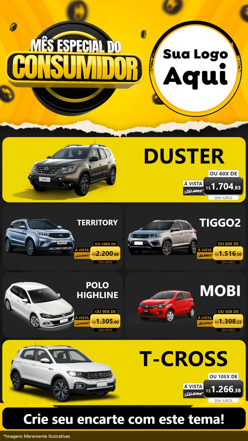 Modelo de TV para TV Vertical com o tema Mês Especial do Consumidor para Concessionaria de Carros
