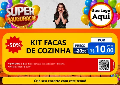 Modelo de Cartaz para Cartaz A4 Horizontal com o tema Super Inauguração para Utilidades Domésticas