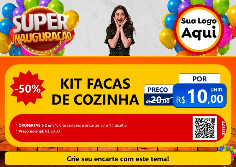 Modelo de Cartaz para Cartaz A4 Horizontal com o tema Super Inauguração para Utilidades Domésticas