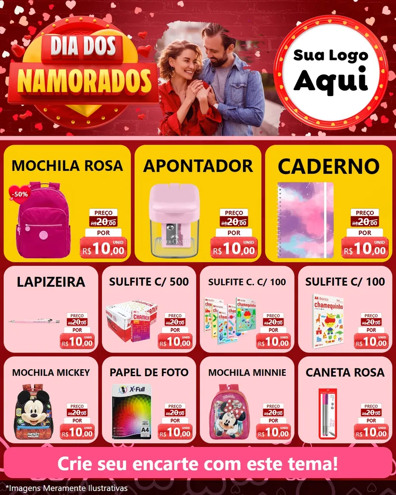 Modelo de Rede Social para Feed Instagram com o tema Dia Dos Namorados para Papelaria
