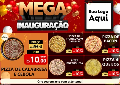Modelo de Encarte para Encarte A4 Horizontal com o tema Mega Inauguração para Pizzaria