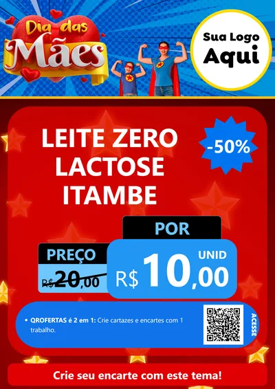 Modelo de Cartaz para Cartaz A4 Vertical com o tema Dia das Mães para Frios e Laticínios