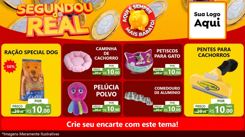 Modelo de TV para TV Horizontal com o tema Segundou do Real para Pet Shop