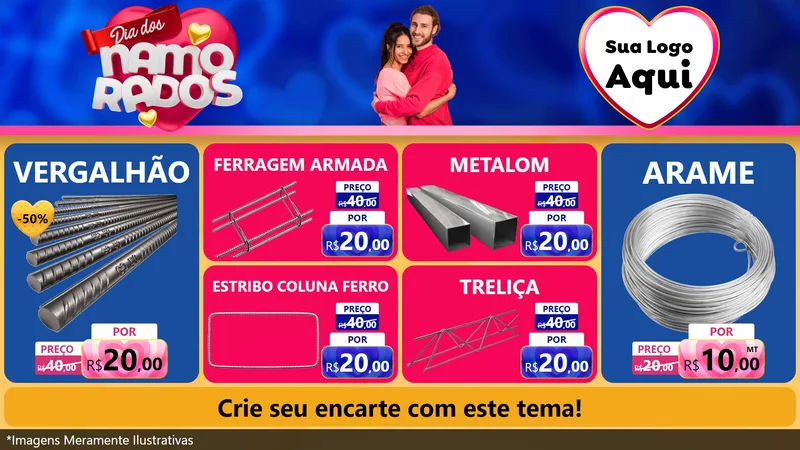 Modelo de TV para TV Horizontal com o tema Dia dos namorados para Ferragens
