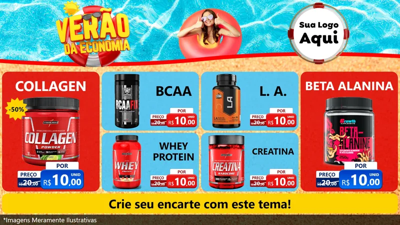 Modelo de TV para TV Horizontal com o tema Verão da Economia para Suplementos alimentares